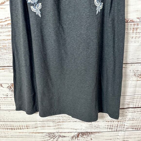 Topshop Charcoal Gray Blue Floral Embroidered Off Shoulder Dress, EUC, Size 6 - Picture 9 of 12